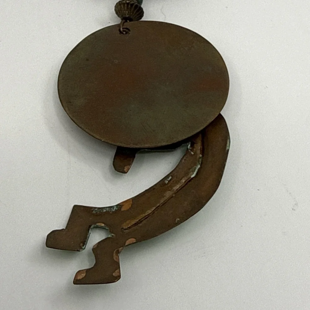 Vtg Native American Kokopelli‎ Brooch Pin Pendant Turquoise Copper? 5